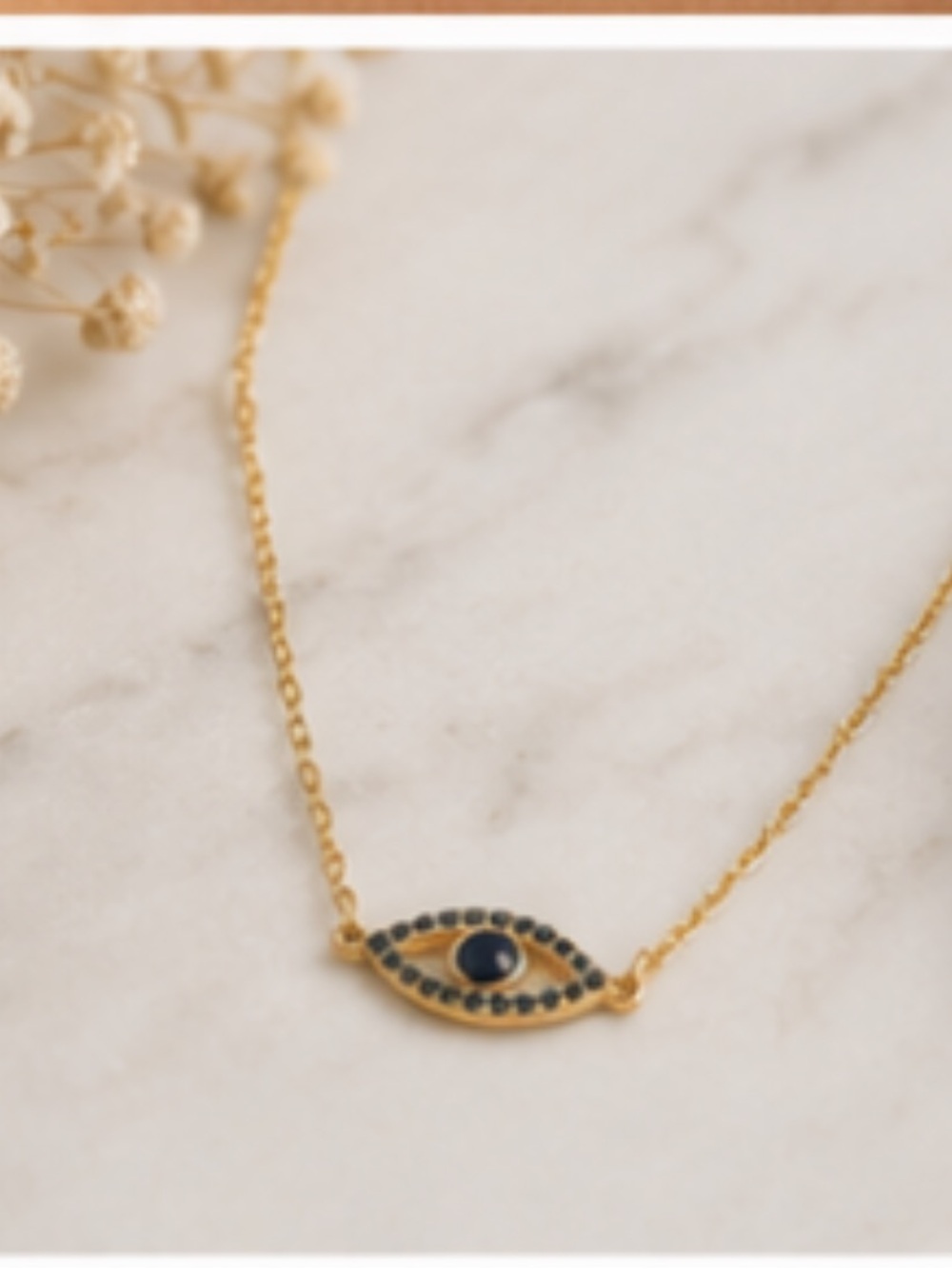 Gold Tone Evil Eye Necklace